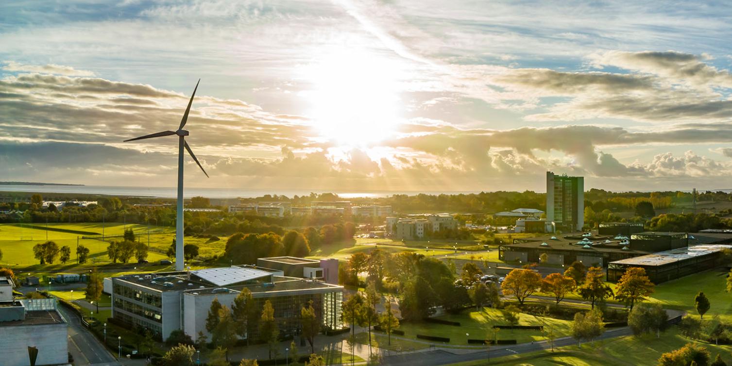 DKIT Building Sunny with Wind Turbine